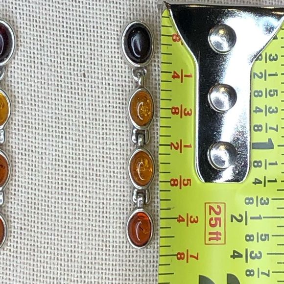 ARTISAN Multi-Color Amber Drop Dangle Sterling Silver Earrings 925 - Picture 4 of 5